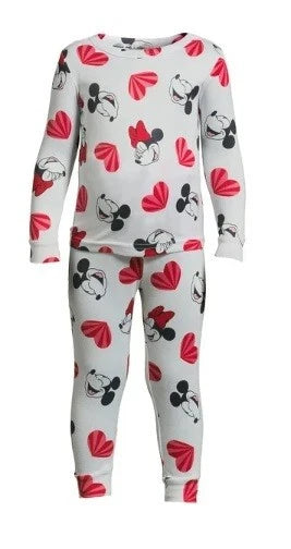 Disney~ NEW♈Kids 2 pc Pajama Set size 12 mos~white/red MINNIE MOUSE Hearts