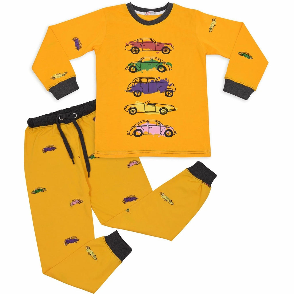 Kids Unisex Girls Boys Cars Print Pyjamas Children PJs 2 Piece Sleepwear Set