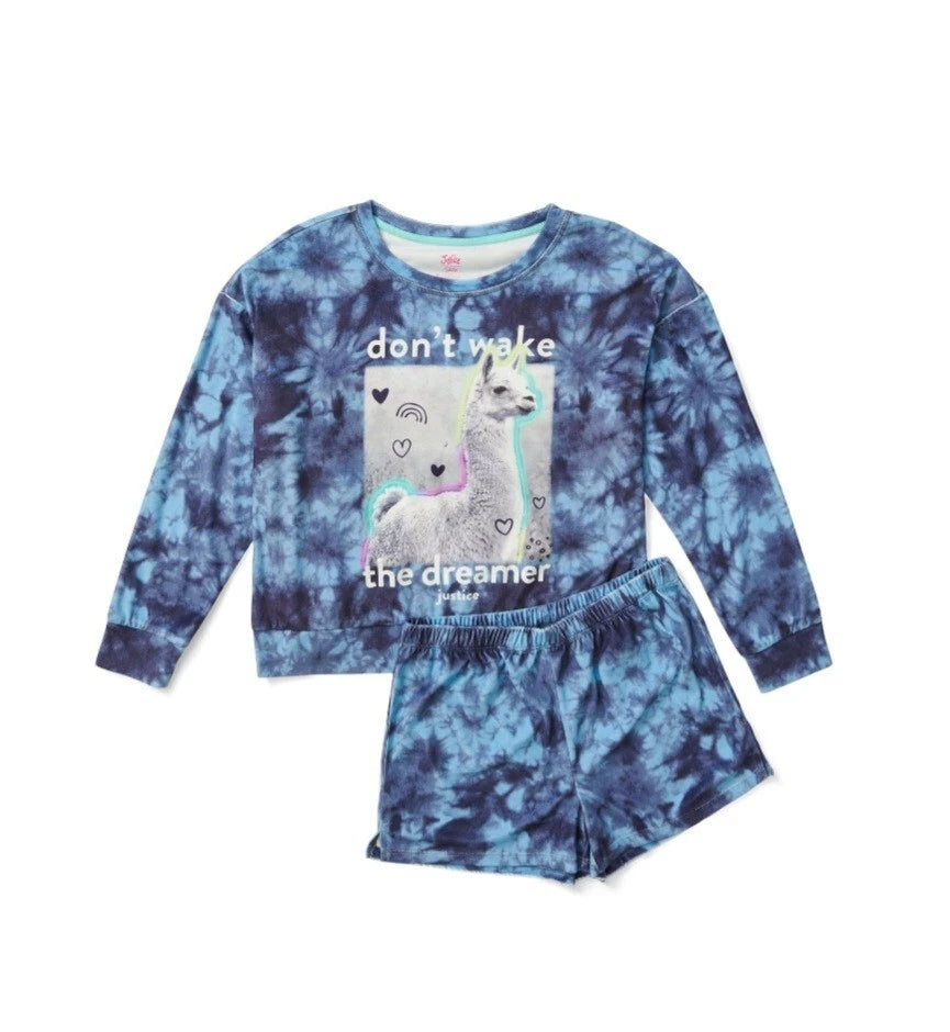 Justice Girls Cozy Fleece Long Sleeve Top, Sleep Short Pajama Set Multi-Size NEW