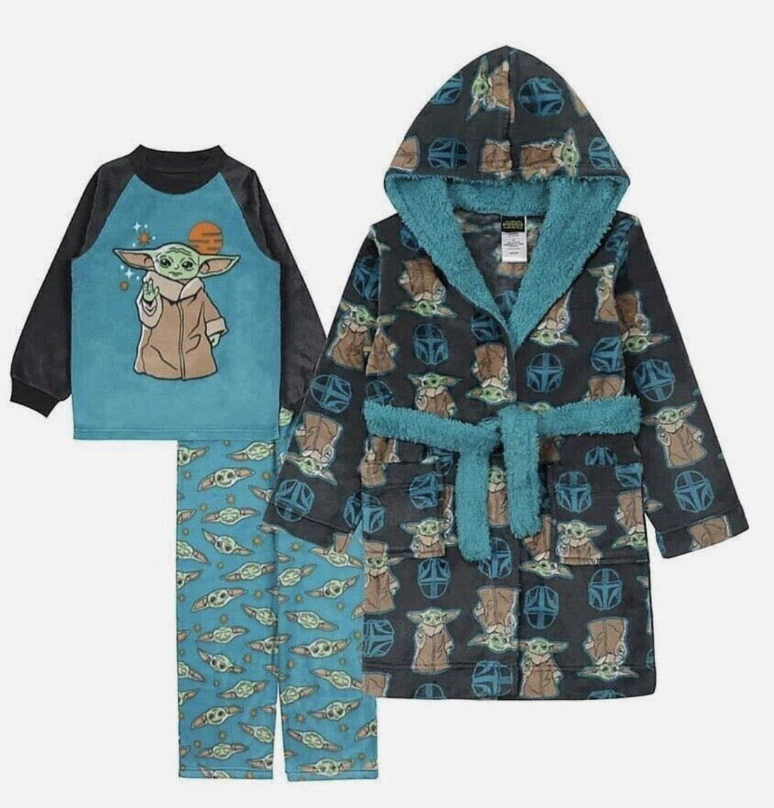 Centric Brands Kids Fleece Hooded Robe with Coordinating 2-Piece Character Pa...