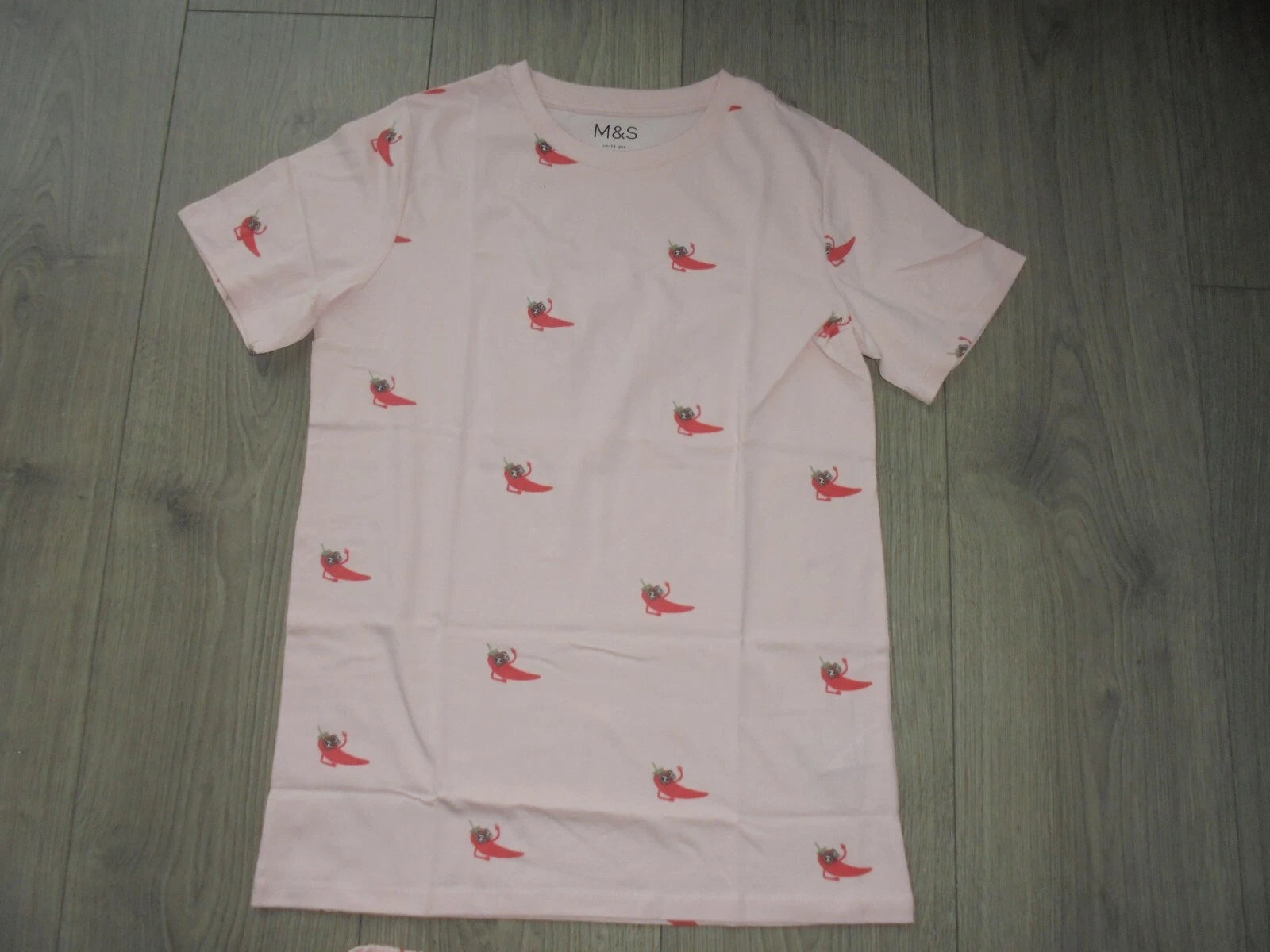 M&S MARKS & SPENCER PINK MIX PYJAMA SET T-SHIRT & SHORTS AGE 10-11 YEARS