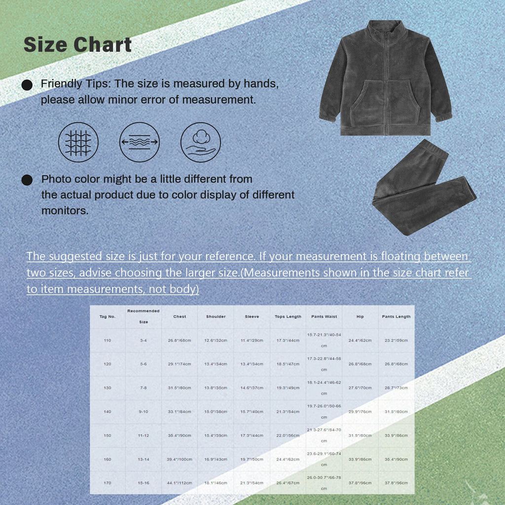 Kids Nightwear Teenagers Housewear Clothing Set Pyjama Set Matching Warm-