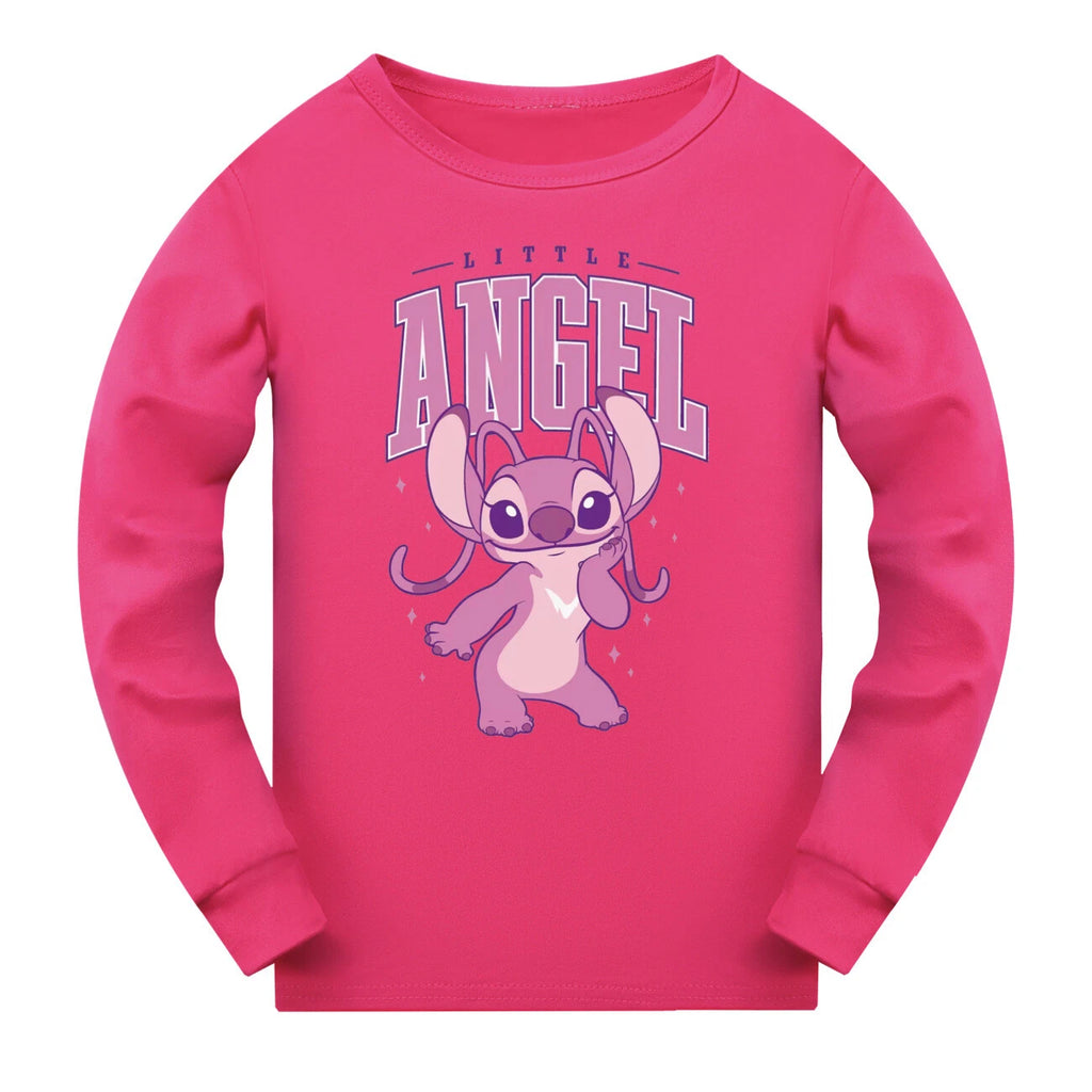 Children's boys and girls Lilo embroidered angel top pants set pajamas Pjs