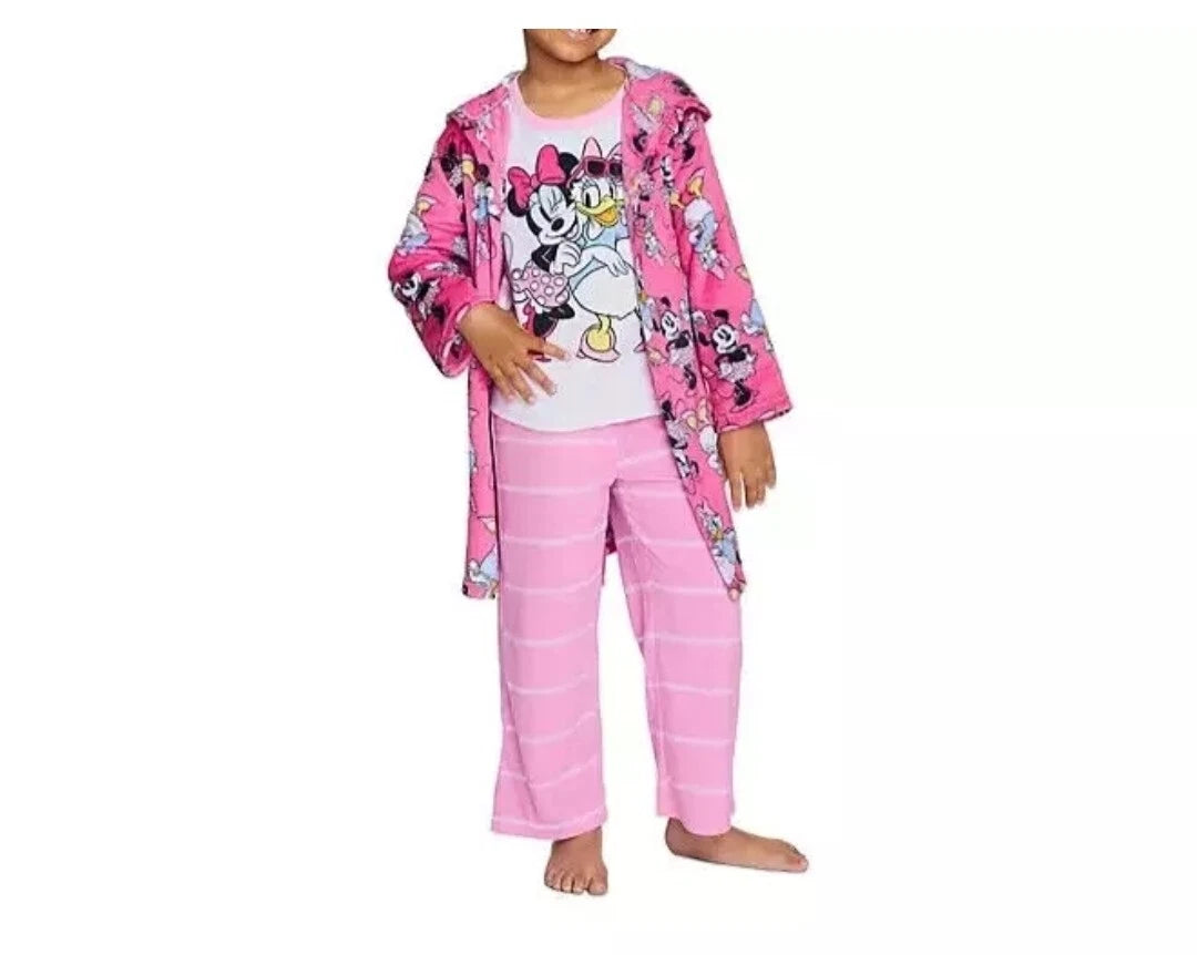 Minnie Girls 3 Piece Robe & Pajama Set Size 6
