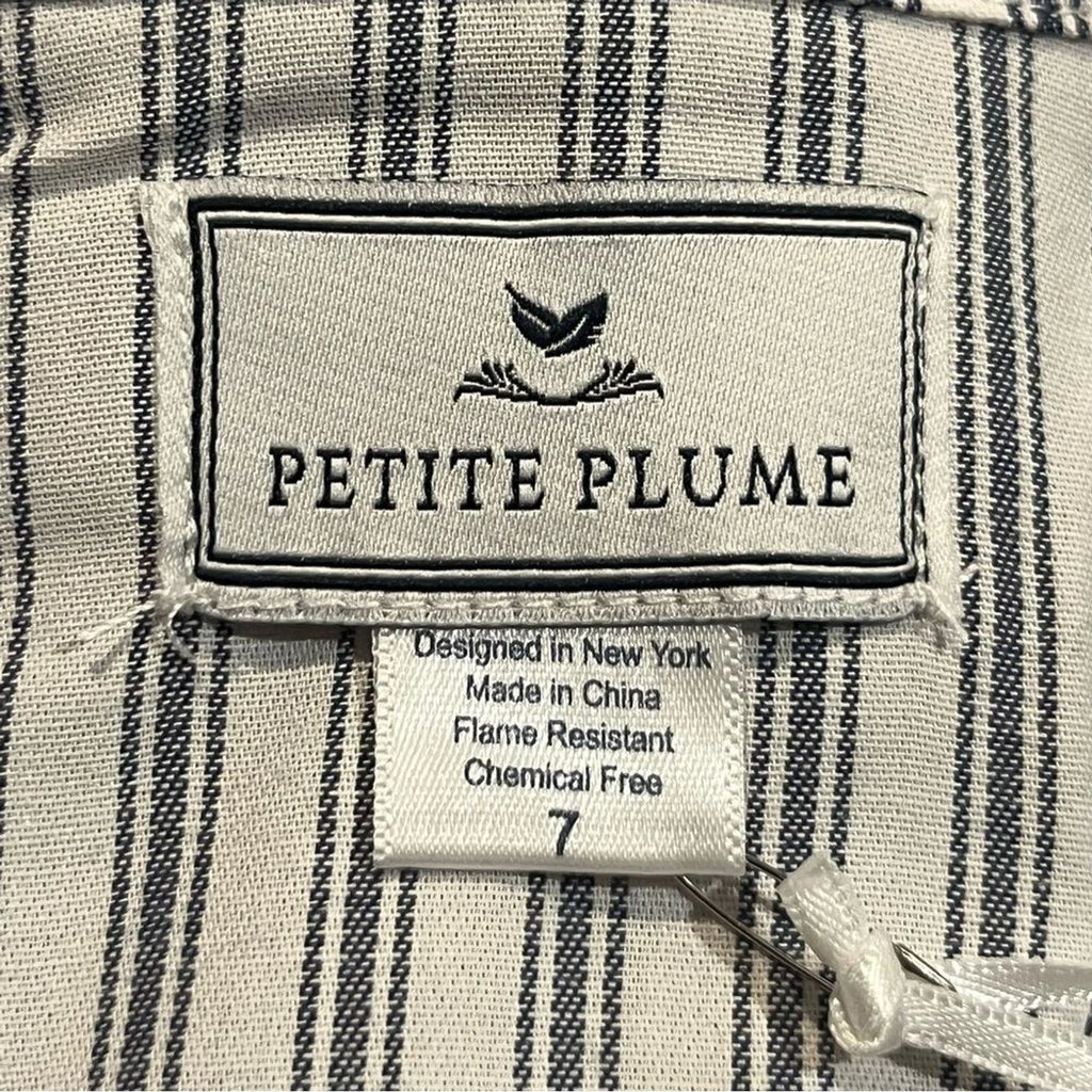 Petite Plume Navy French Ticking Cozy Cotton Blend Striped Kids Pajama Set