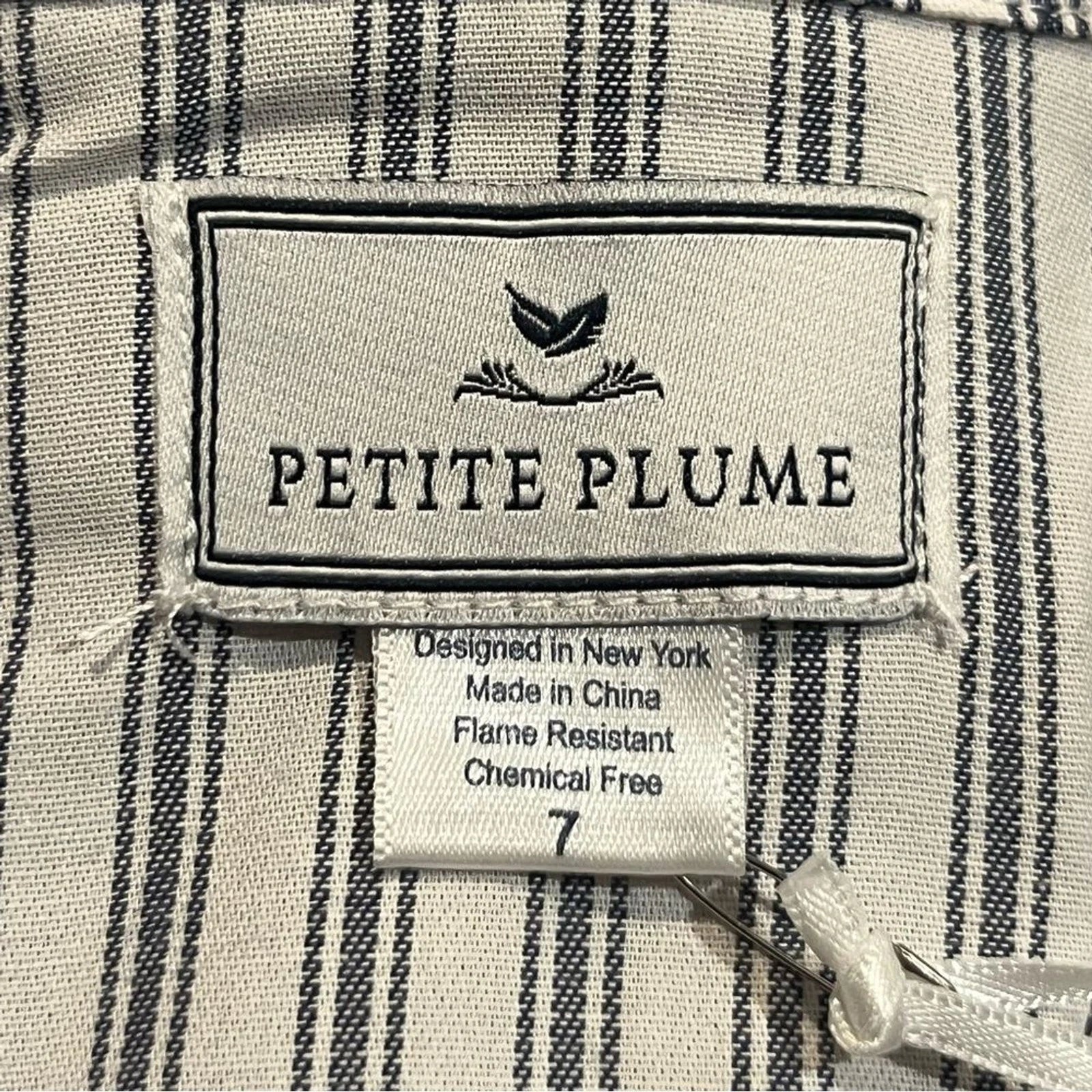 Petite Plume Navy French Ticking Cozy Cotton Blend Striped Kids Pajama Set