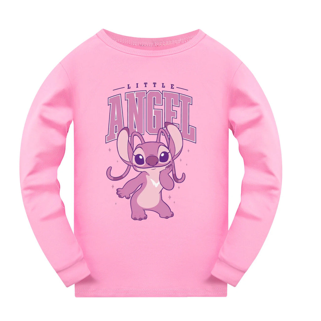 Children's boys and girls Lilo embroidered angel top pants set pajamas Pjs