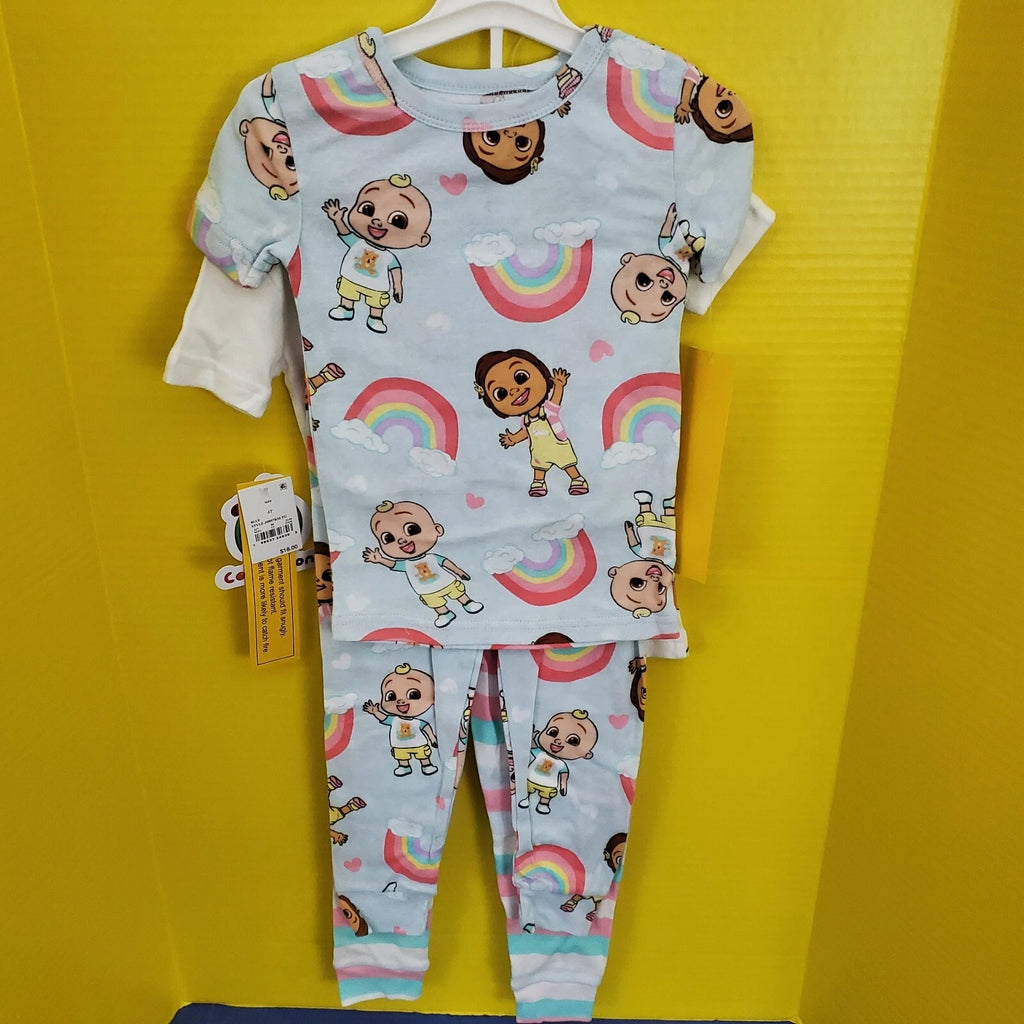 NEW Toddler Girls' 4pc Cocomelon Rainbow Snug Fit Pajama Sets Sz.4T