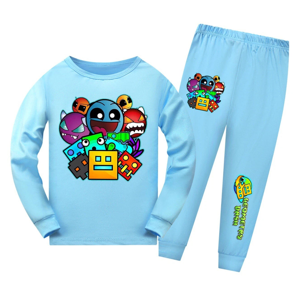 Geometry Dash 5-13 Year Old Boys' Pajama Set Girls' Round Neck Long Sleeve Set