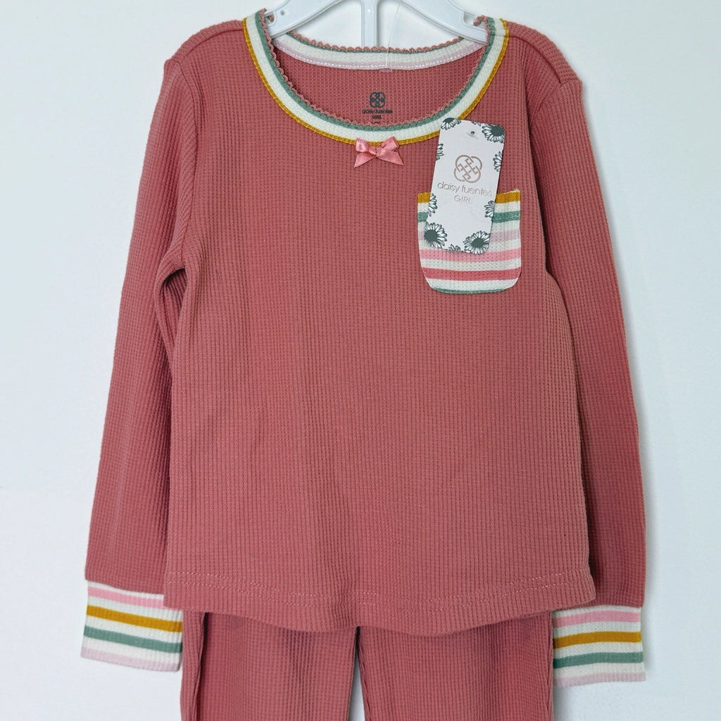 Pink Waffle Pajama Set for Girls Size 4T, Toddler Girl Pajamas