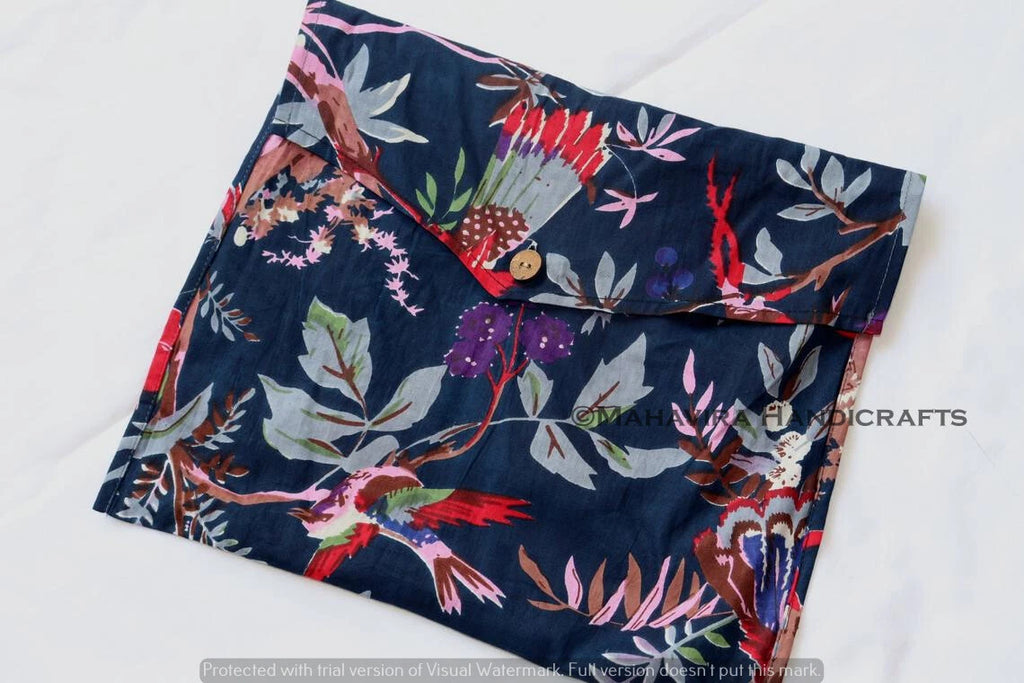 Indian Cotton Bird Print blue hippie Sleepwear gypsy Women Pajama set