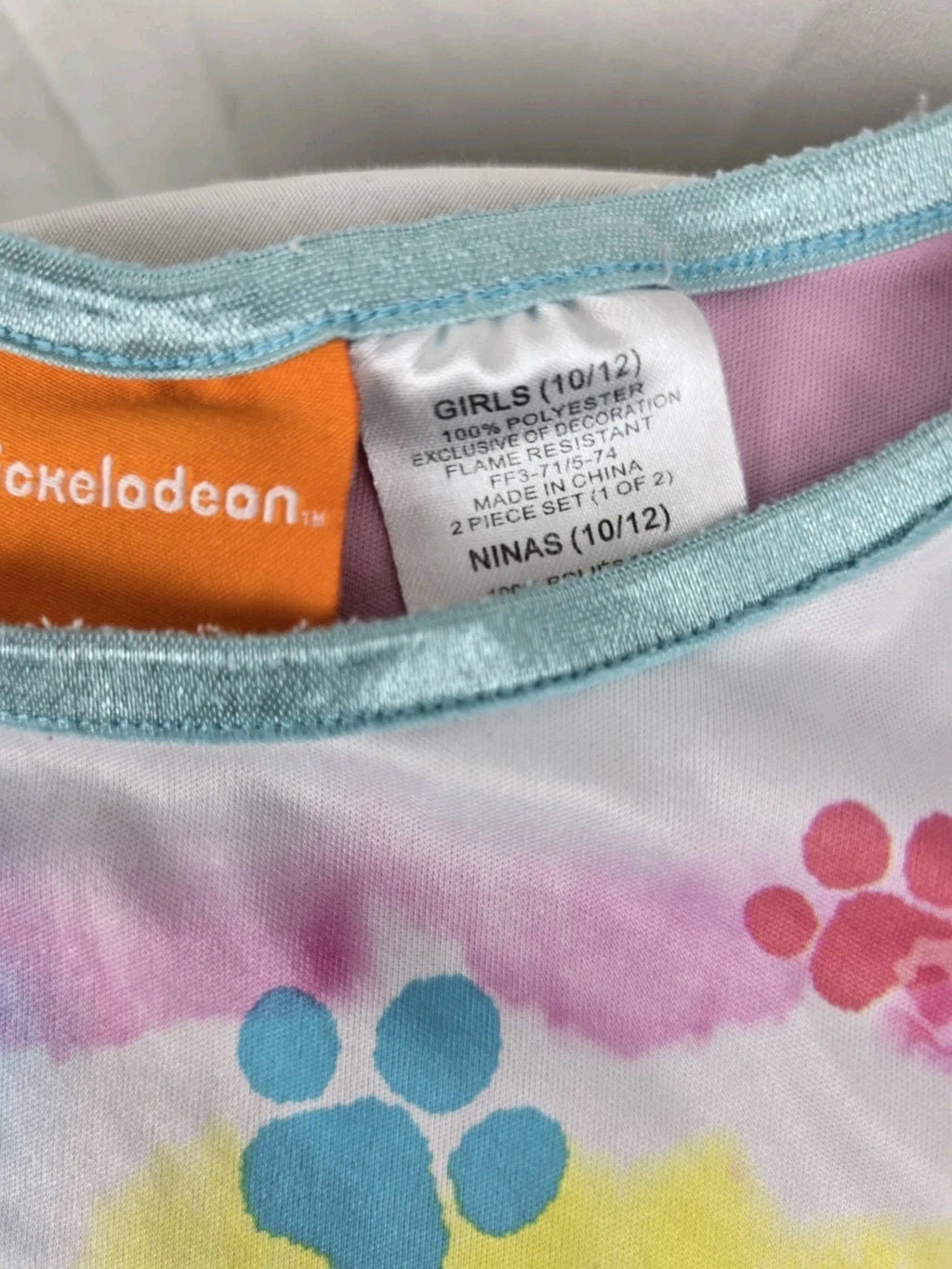 Nickelodeon Tie-Dye Paw Patrol Pajama Set Sz 10/12