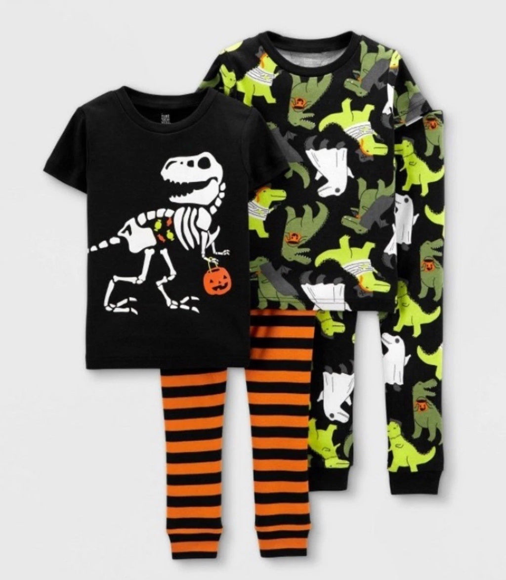 Carter’s Size 2T Toddler Boys 4 Piece Long Sleeve Dinosaur Halloween Pajama Set