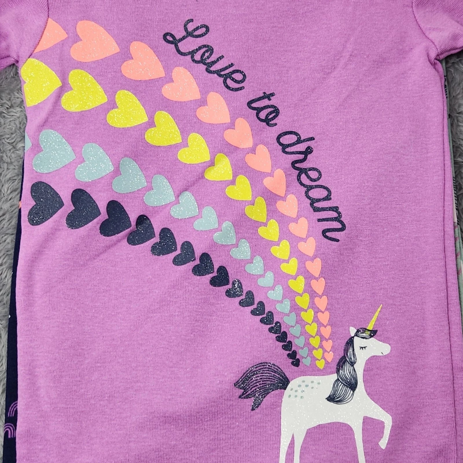 Just One You Girls 3T Unicorn Pajama Set 4-Piece Made By Carters Cotton