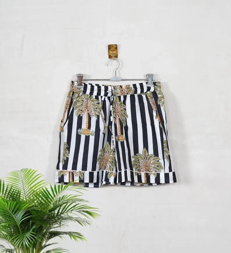 Indian Cotton Black Striped PJ Set Bridesmaid Pajama Set Women Nightwear Suit US