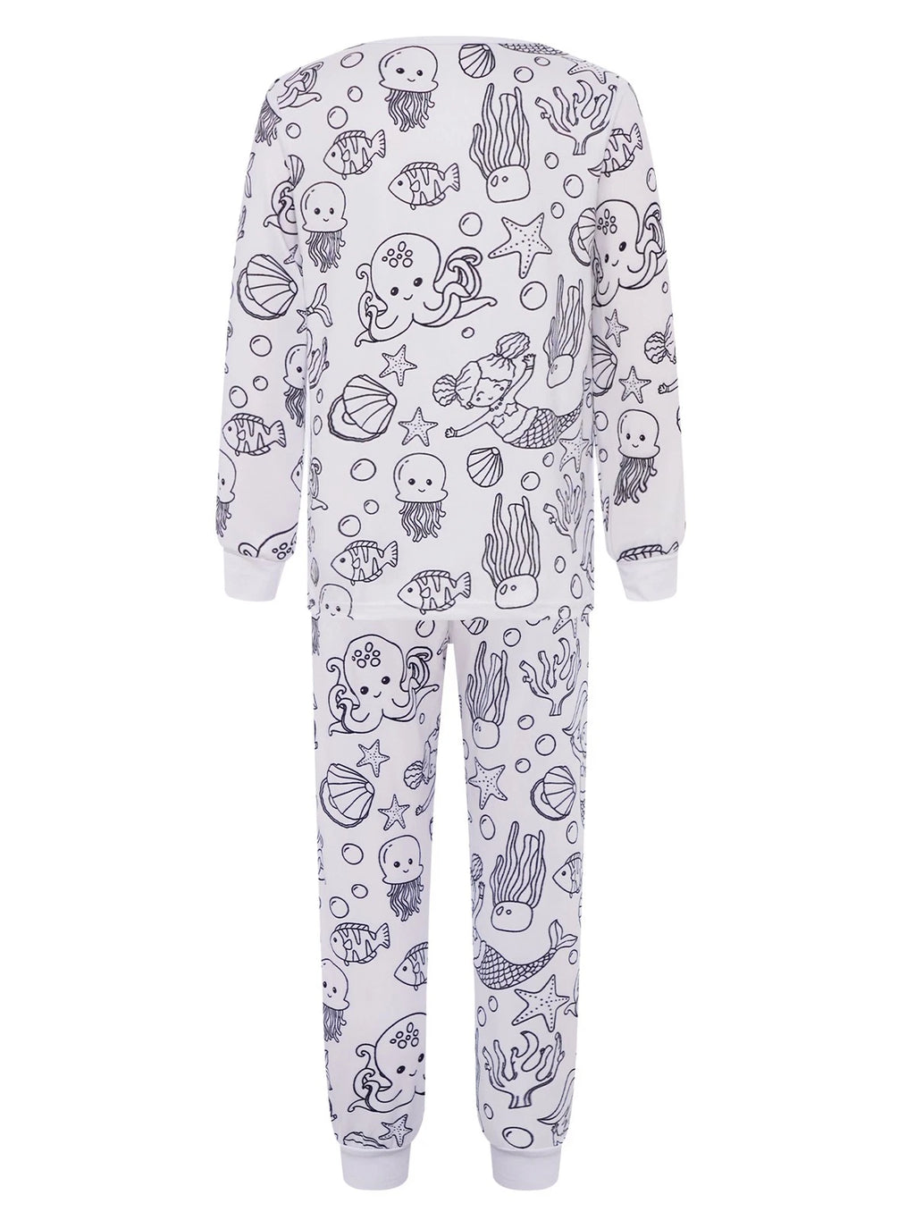 Kids Pajama Sets Hand-Painted Long Sleeve Top Elastic Waist Pants Home Sleepwear