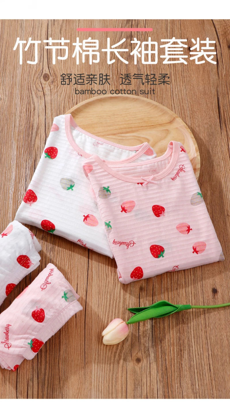 Girls Pajamas Set Pure Cotton Thin Long Sleeved Trousers Children's Clothes