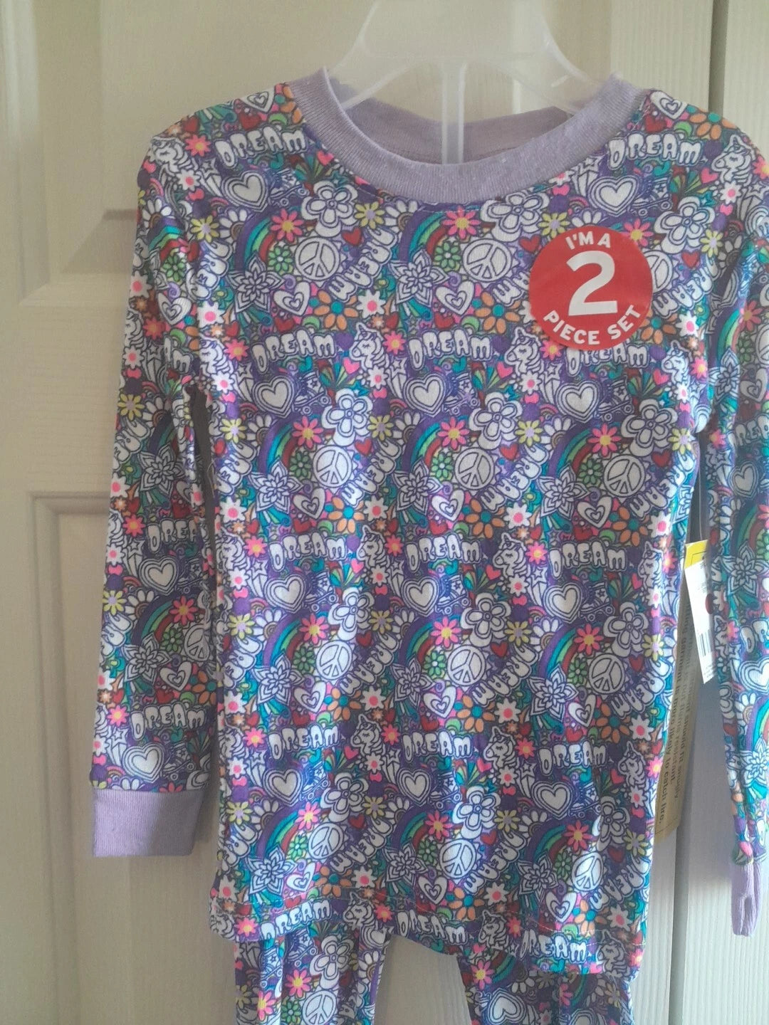 Kidgets Girls Multicolored Size 4 Snug Fit Purple Peace Pajama Sleep Set New