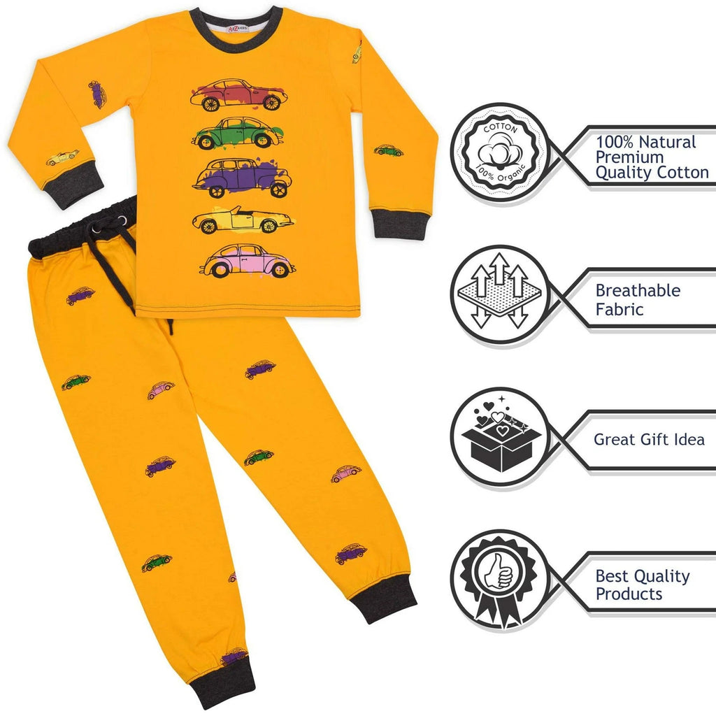 Kids Unisex Girls Boys Cars Print Pyjamas Children PJs 2 Piece Sleepwear Set