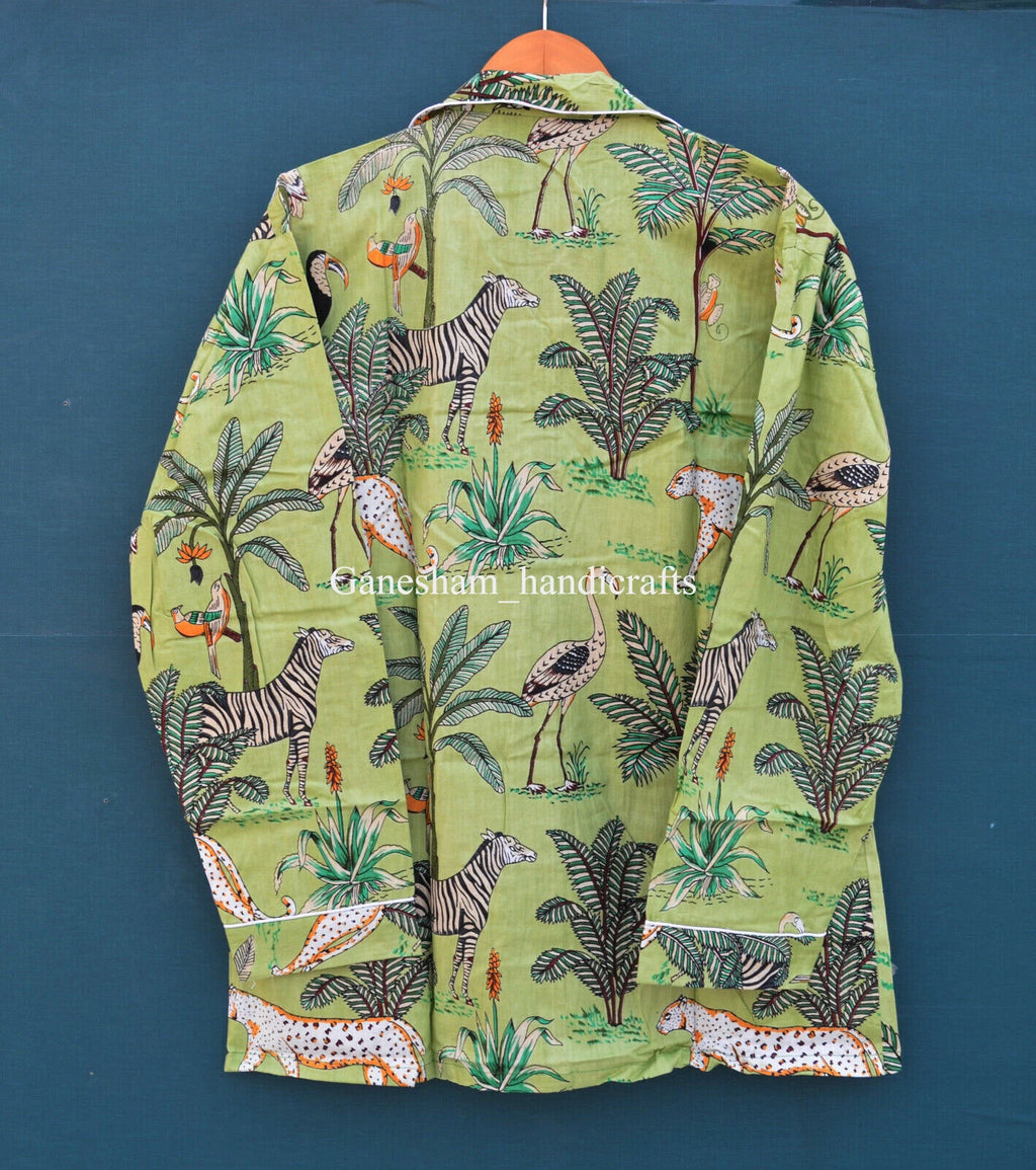 1PC Indian Cotton Floral Hand Block Print PJ Set Women's Sleepwear Night Suit