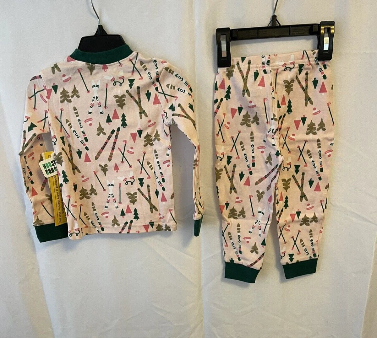 TUCKER + TATE Kids Two-piece Pajamas In Pink English Skis/Trees NEW