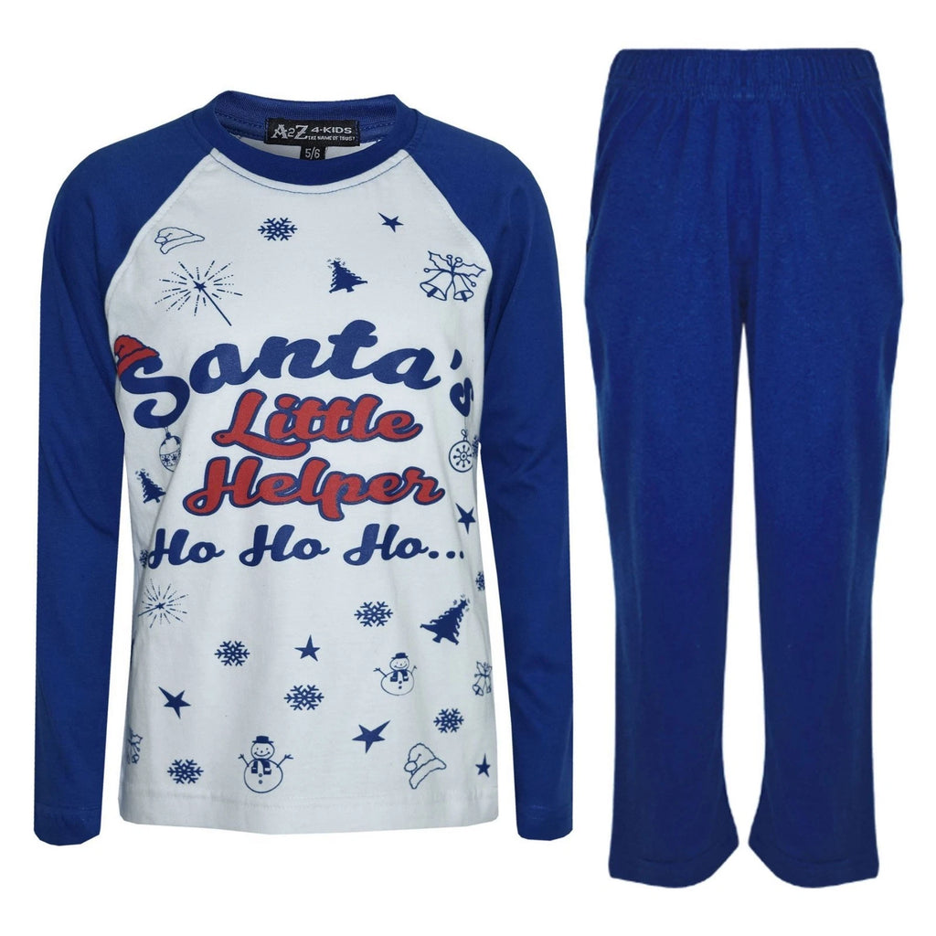 Kids Boys Girls PJs Royal Santas Little Helper Stylish Contrast Pajamas Set 5-13