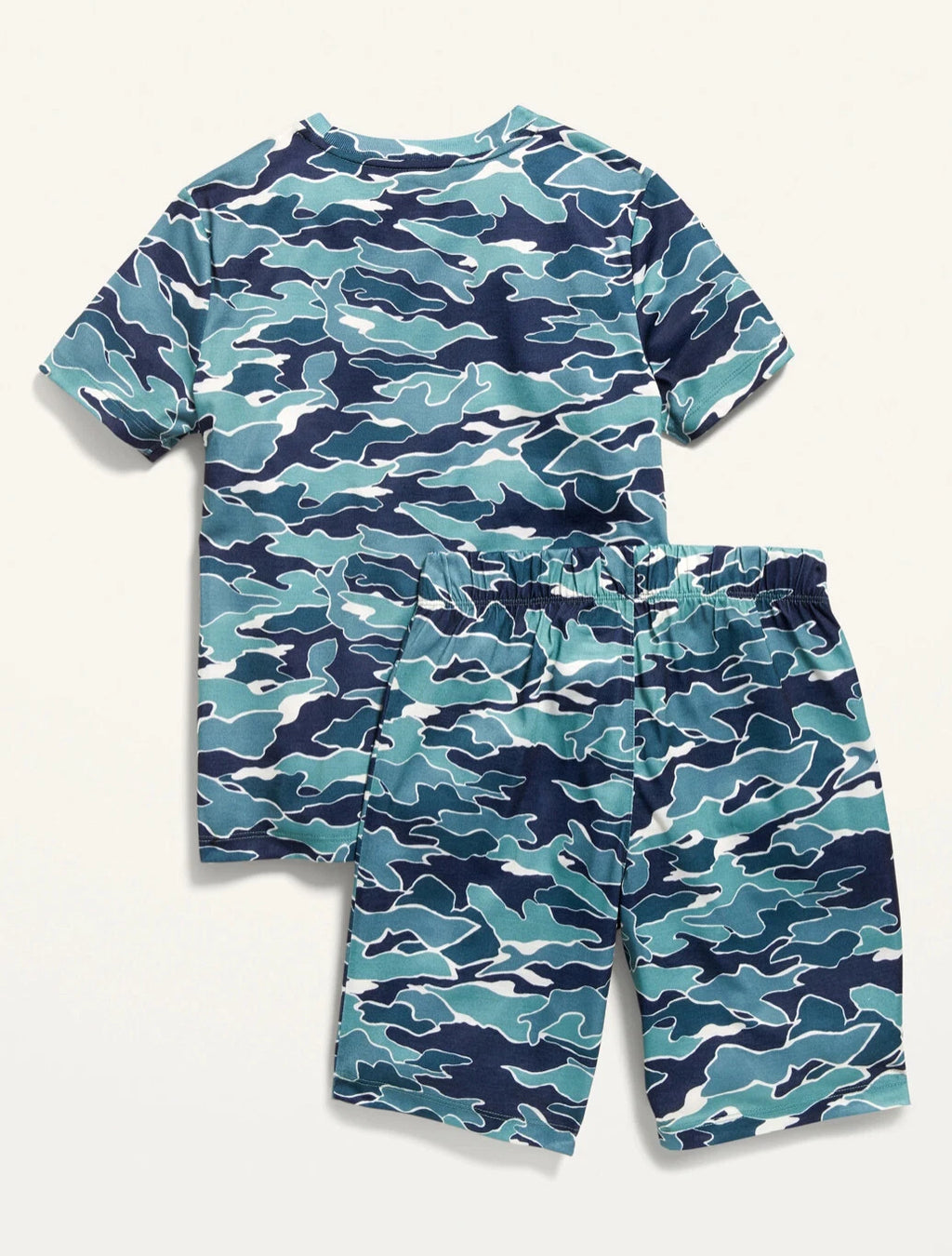 Old Navy Kid Boys Blue Camo Graphic Tee Pajama Shorts Set Size XS or Medium