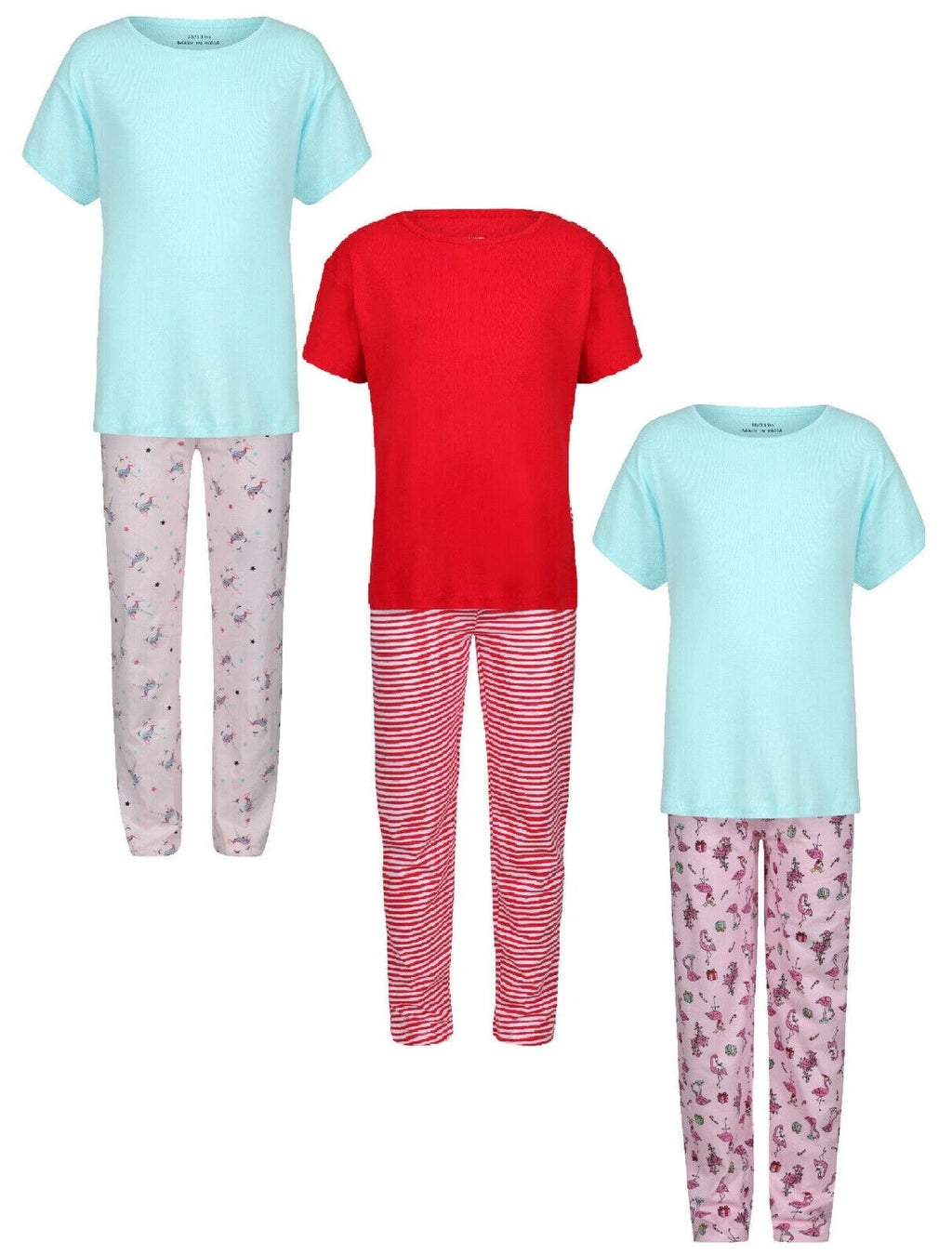 GIRLS 3 PACK PYJAMAS PJ SETS EX UK STORE NIGHT WEAR 7 8 9 10 11 YEARS BRAND NEW