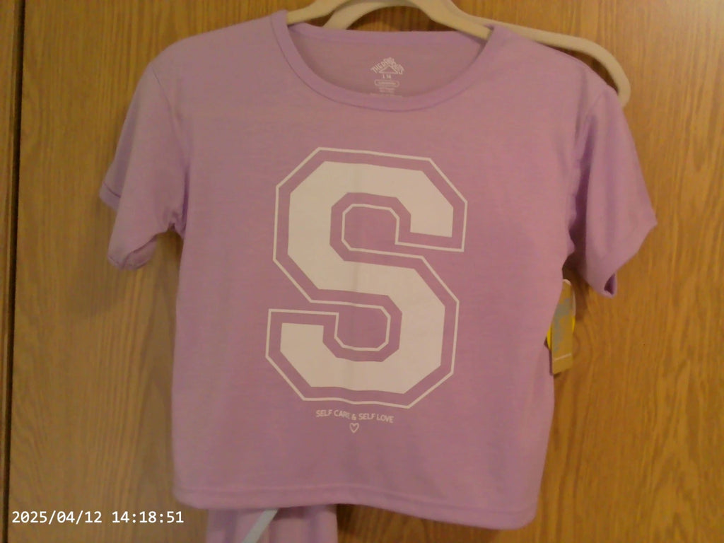 Girls 3 Piece Lavender PJ Set (Pants, Shorts & T Shirt) Size L 14 There Abouts