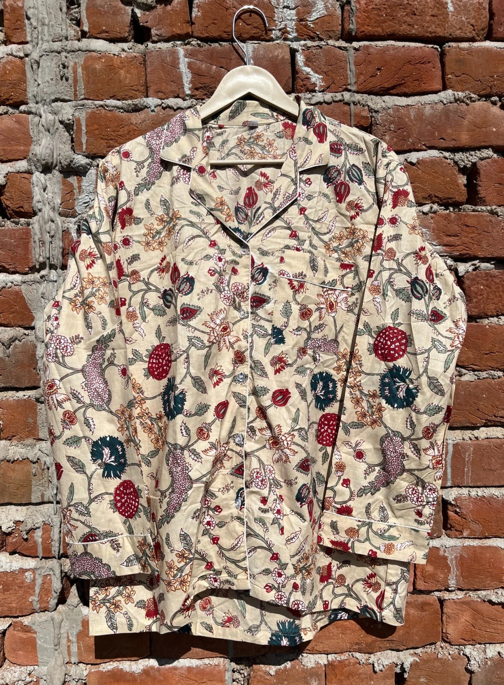 Indian Cotton Floral Print PJ Set Bridesmaid Pajama Set Women Nightwear Suit US