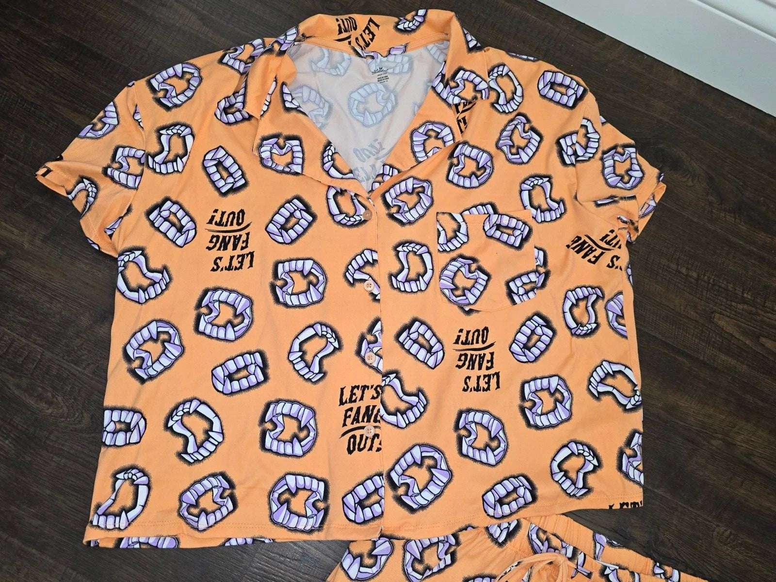 Way To Celebrate Halloween LET'S FANG OUT Shorty Pajama Set Sz XS M XL 2X 3X New