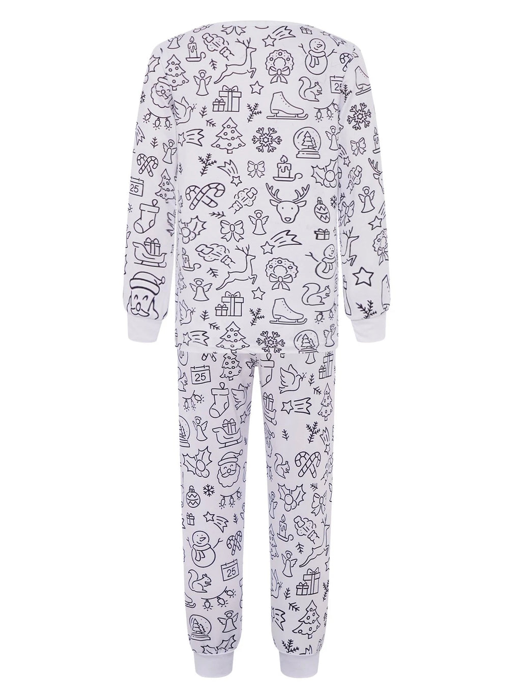 Kids Pajama Sets Hand-Painted Long Sleeve Top Elastic Waist Pants Home Sleepwear