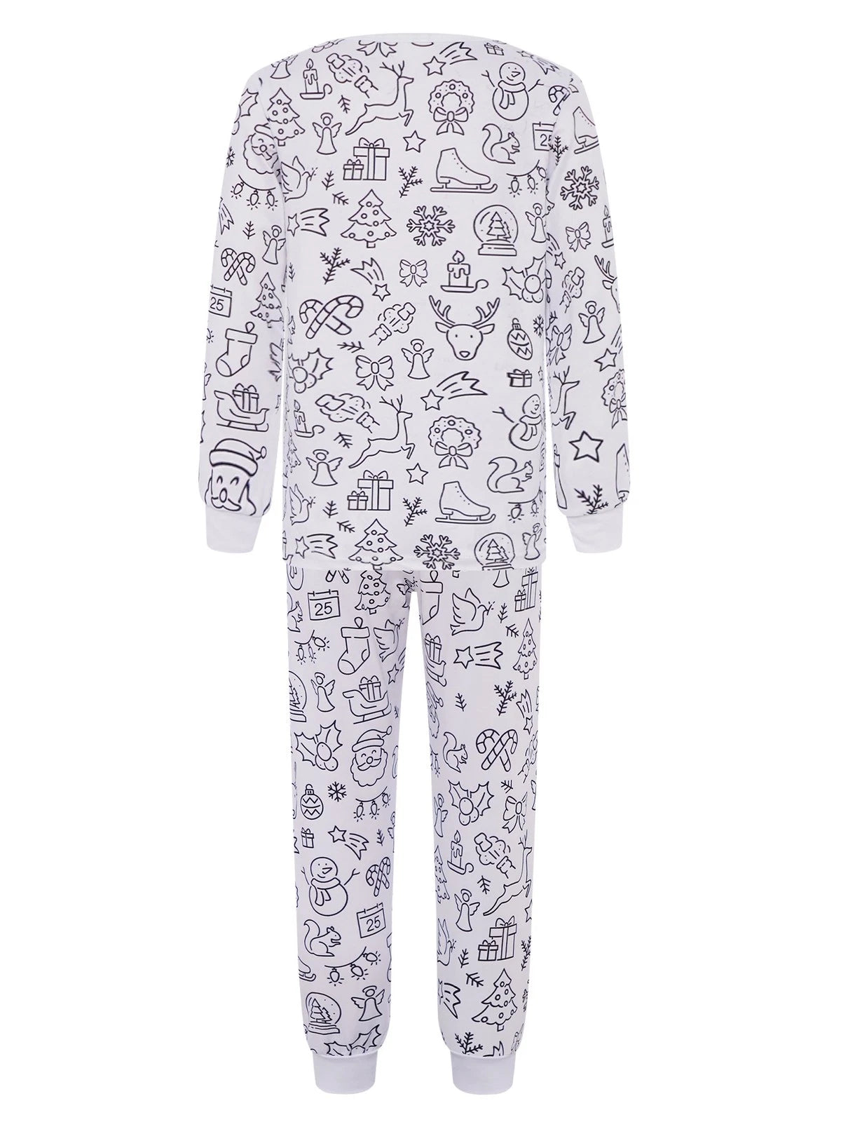 Kids Pajama Sets Hand-Painted Long Sleeve Top Elastic Waist Pants Home Sleepwear