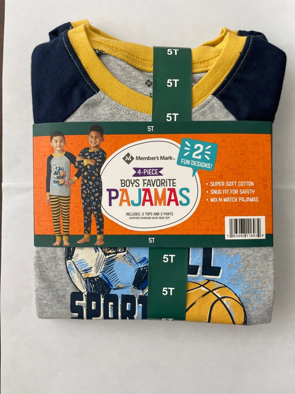 Member’s Mark Boy’s 4-Piece Pajamas Set Size 5T