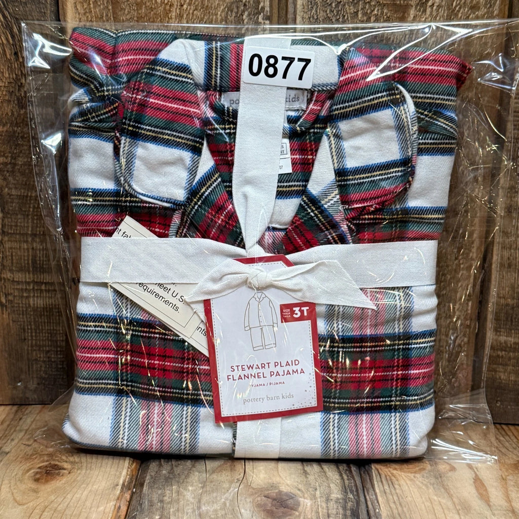 POTTERY BARN KIDS STEWART PLAID FLANNEL PAJAMA SET, SIZE 3T