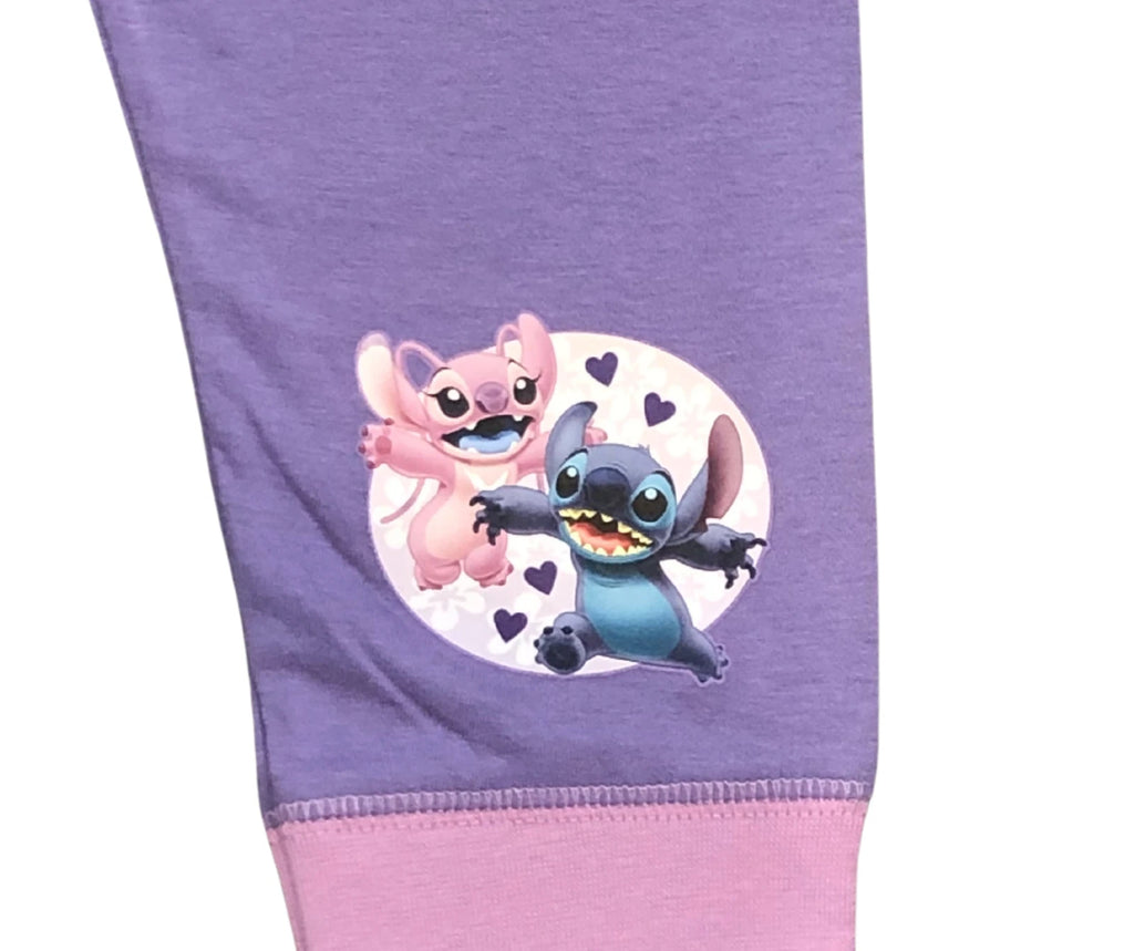 Girls Lilo & Stitch Pyjamas PJs 4-13 Years Purple Grey Pink Long Sleeved Trouser