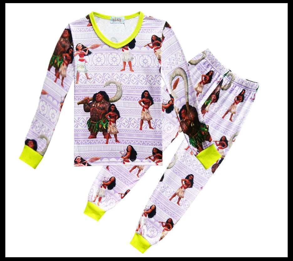 New Kids Long Sleeve Clothing Set Cartoon  Maui Pajamas light weight 4T-10