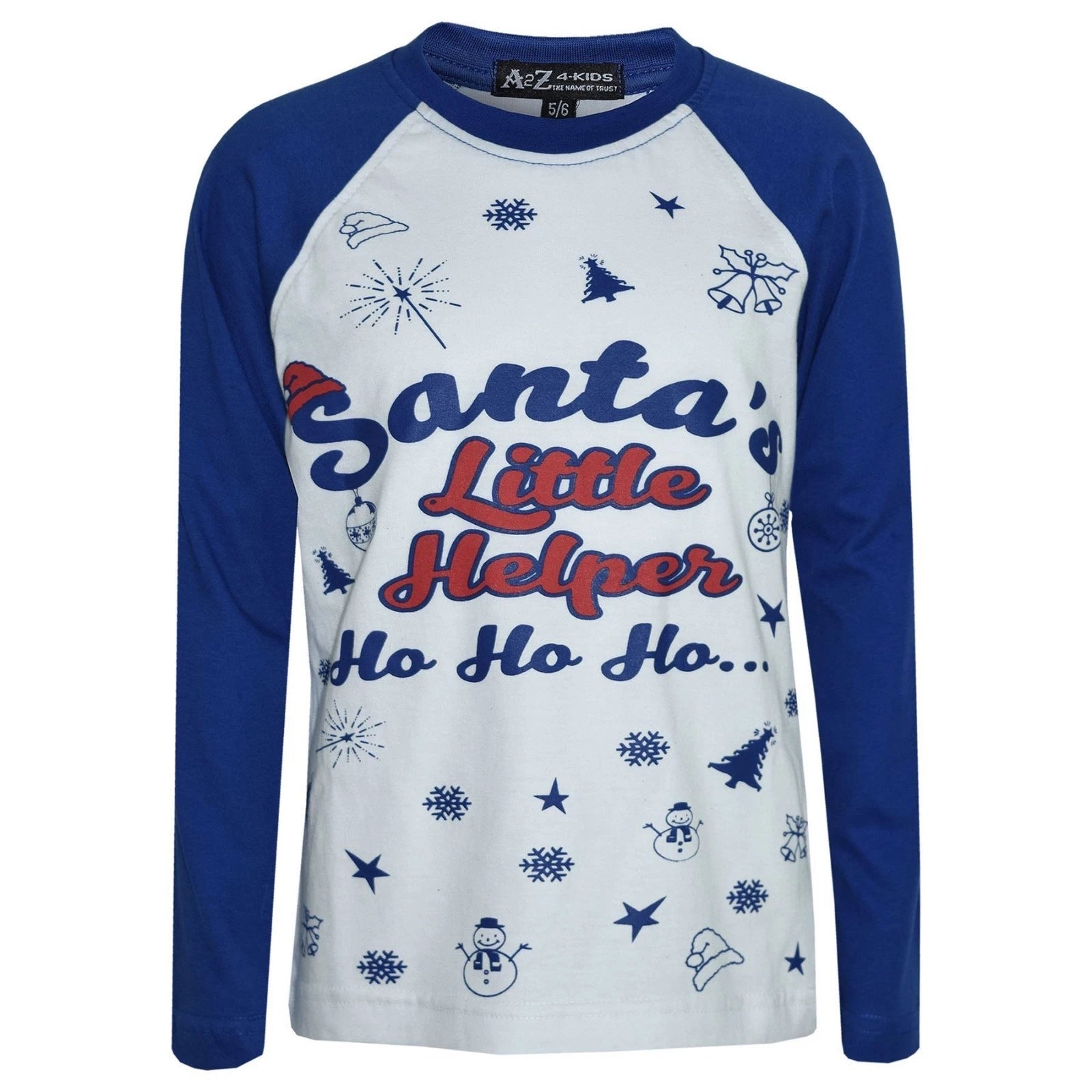 Kids Boys Girls PJs Royal Santas Little Helper Stylish Contrast Pajamas Set 5-13