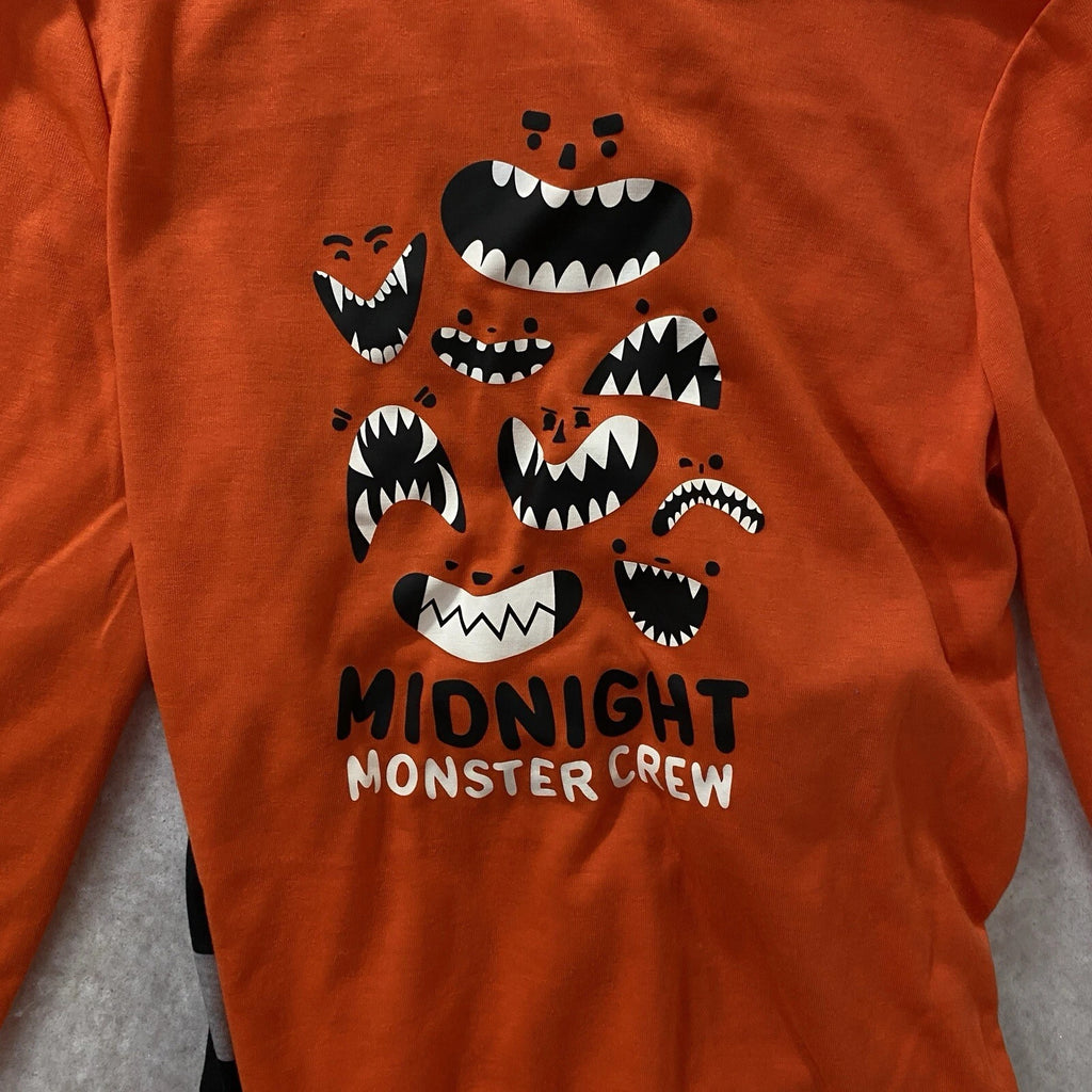 Cat & Jack Kids Halloween Pajamas Midnight Monster Crew Orange Black S,M, L