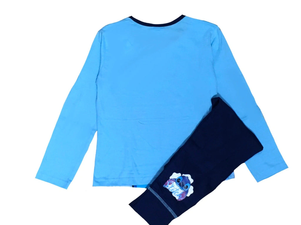 Girls Lilo & Stitch Pyjamas PJs 4-13 Years Purple Grey Pink Long Sleeved Trouser