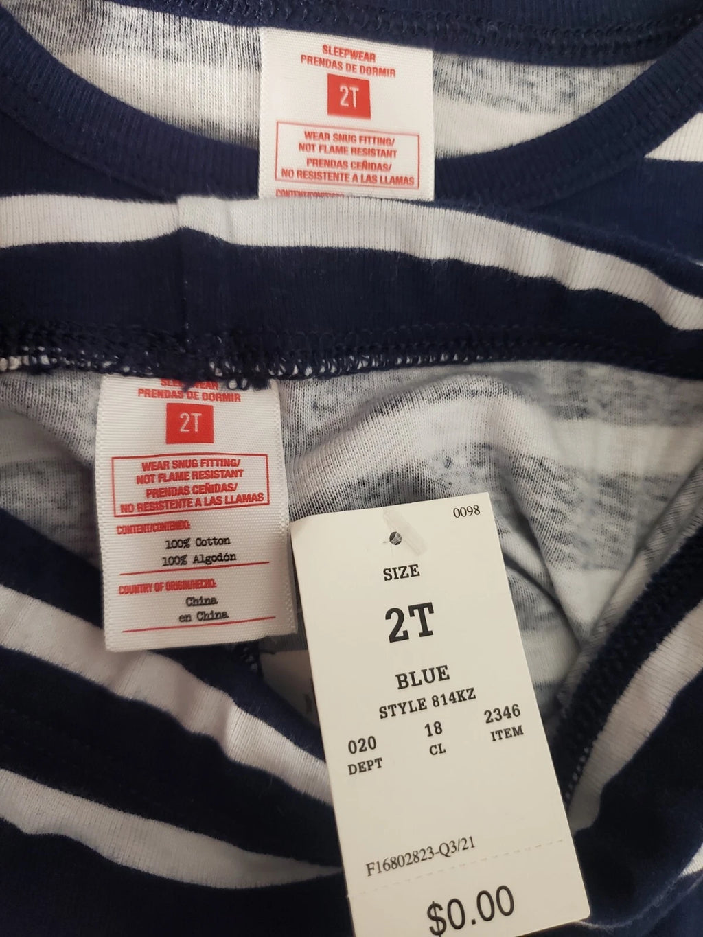 Matching Family Pajama Collection Blue White Striped Long Sleeve Set Kid 2T NWT.