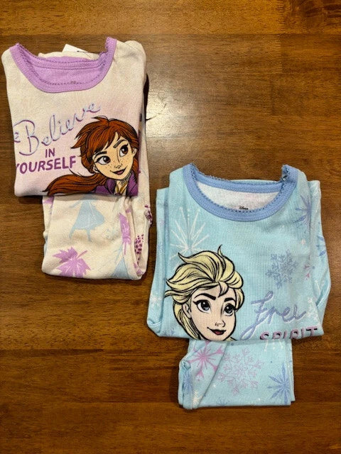 Disney GIRLS Princess 4-piece Cotton PJ Pajama Set (BLUE/LILAC MULTI 5 )NWT