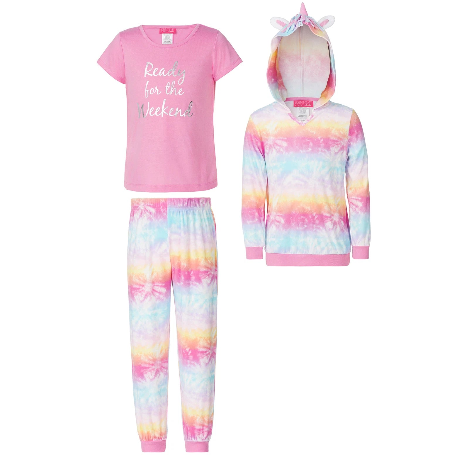 Saint Eve Girls Youth 3 Piece PJ Sleepwear Set - Sizes: XS (5/6)