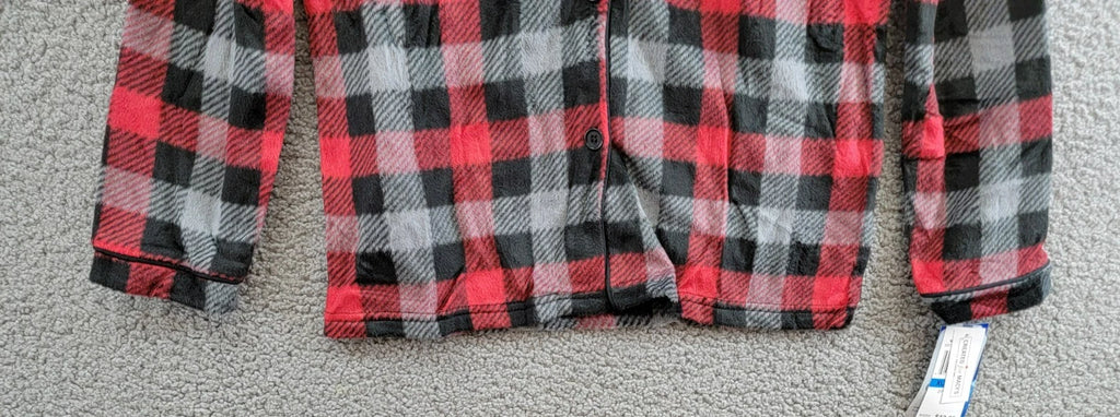 Max & Olivia Flannel Pajama Set Big Boys XL (16-18) Red Multi Plaid Button Front