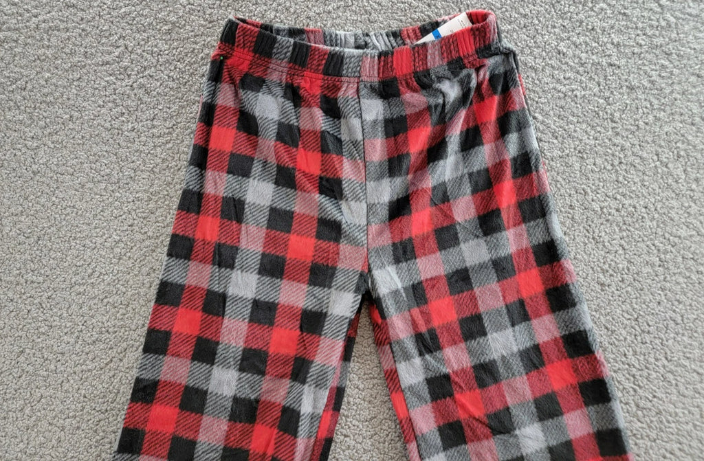 Max & Olivia Flannel Pajama Set Big Boys XL (16-18) Red Multi Plaid Button Front