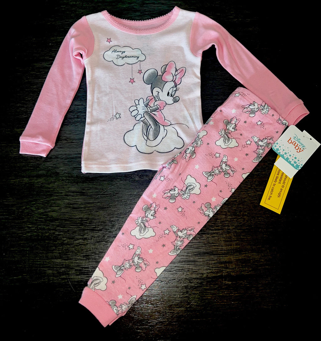 Disney Infant Girls Pink Minnie Mouse Always Dreaming Long Sleeve Pajama Set 24M