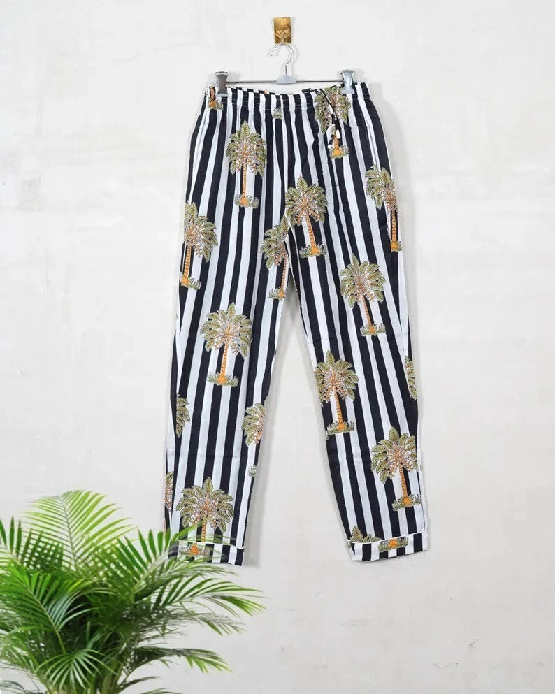 Indian Cotton Black Striped PJ Set Bridesmaid Pajama Set Women Nightwear Suit US