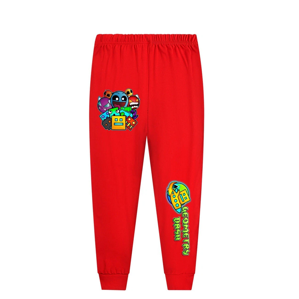 Geometry Dash 5-13 Year Old Boys' Pajama Set Girls' Round Neck Long Sleeve Set