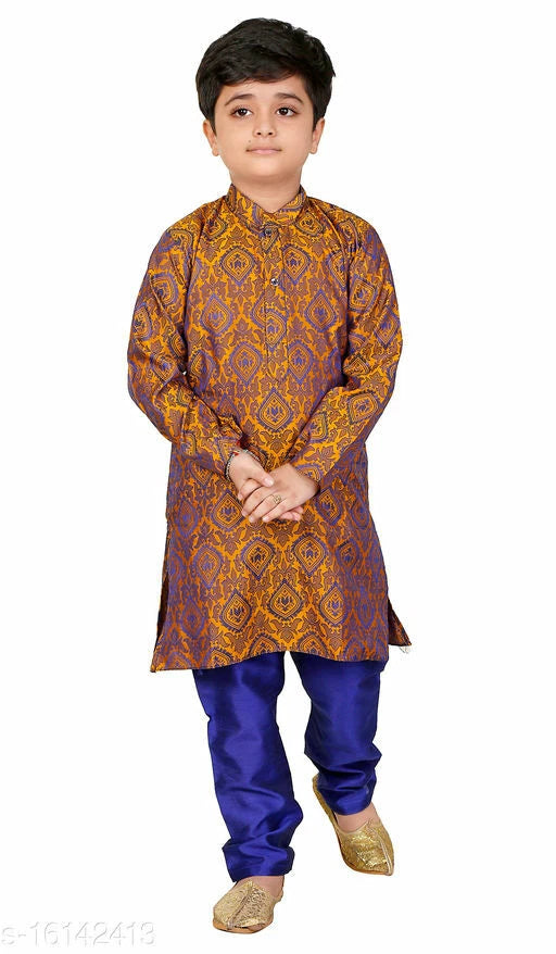 Traditional Party and Festive Wear Cotton Kurta Pajama Set for Boys Kids