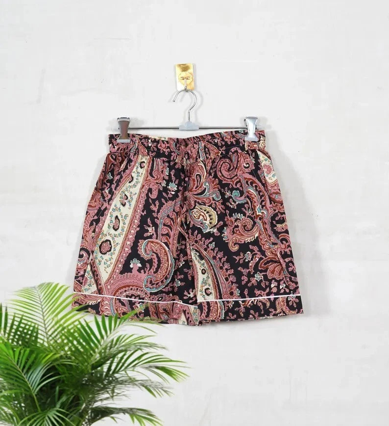 Indian Cotton Multi Paisley PJ Set Bridesmaid Pajama Set Women Nightwear Suit US